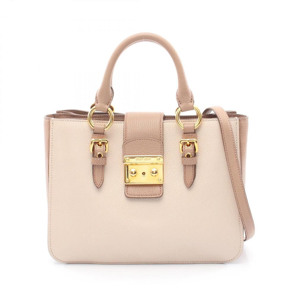 Miu Miu Madras 2way tote neutral beige leather Pink